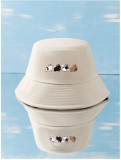 Francia bulldog mintás kalap, krémszínű