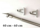 11 mm-es kihúzható fém Reno mini vitrázs rúd - NIKKEL-MATT kúp véggel 40 cm - 60 cm