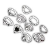 11 részes fekete-ezüst gyűrű szett
