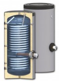 300 literes SunSystem 2 hőcserélős álló vízmelegítő, HMV tároló extra nagy hőcserélőkkel napkollektor vagy hőszivattyú számára. Használati melegvíz tároló, üvegkerámia bevonat