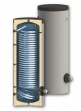 500 literes keskeny SunSystem 1 hőcserélős álló, HMV tároló extra nagy hőcserélővel napkollektor vagy hőszivattyú számára. Használati melegvíz tároló, üvegkerámia bevonat
