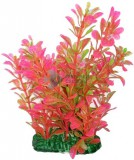 Akváriumi műnövény rózsaszín átmenetes, ovális levelekkel 15 cm