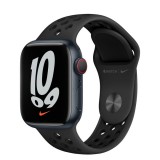 Apple Watch Nike Series 7 GPS+Cellular 41mm éjfekete aluminium tok, antracit-fekete Nike sportszíj (MKJ43HC/A) (MKJ43HC/A) - Okosóra