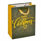 Aztadejo Ajándéktasak Merry Christmas fekete-arany 18x23cm