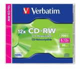 CD-RW lemez, újraírható, SERL, 700MB, 8-12x, normál tok, VERBATIM