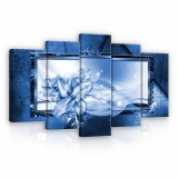 Consalnet Vászonkép 5 darabos, Virág csupa kékkel 100x60 cm méretben