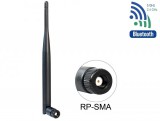 DeLock WLAN 802.11 ac/a/b/g/n Antenna RP-SMA plug 4 - 5 dBi omnidirectional with tilt joint Black 88393