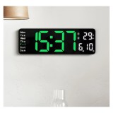 Digitális fali ébresztőóra, naptár, hőmérő funkcióval - Zöld