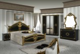 Dima DI Amalfi hálószoba - fekete-arany, 160x200 cm ággyal, 4-ajtós szekrénnyel
