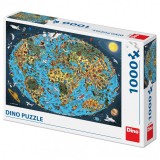 Dino Világtérkép rajzokkal - 1000 db puzzle