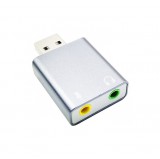 E-Zone Külső USB hangkártya 7.1, USB 2.0 interfész, mikrofon és fejhallgató csatlakozóval, ezüstszín