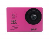 E-Zone WiFi-s Sportkamera, H-16-4, 12MP akciókamera, FullHD video/60FPS, max.32GB TF Card, 30m-ig vízálló, A+ 170°, rózsaszín