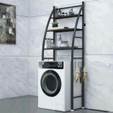 Elite Electronics 3 szintes fém fürdőszobai polcrendszer mosógép fölé, fekete - 166 cm (vitorla)
