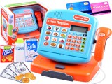 Érintőképernyős Gyermek Pénztárgép-Kártyaolvasóval-Szkennelővel-Működő Számológéppel-Fény és Hanghatásokkal-Pénzzel-Kiegészítőkkel-Kék