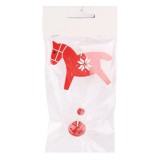 Fakopáncs Karácsonyfadísz (piros ló és csengő, fehér mintával)