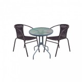 Gardenwell Andoli 2+1 kerti bútor garnitúra, fekete székkel