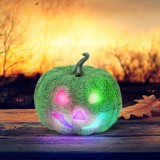 Globiz Halloween-i RGB LED dekor - habszivacs tök - zöld - 11 cm