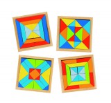 Goki Fa puzzle és fa építőkocka, mozaik 4 db-os készlet