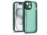 Haffner Apple iPhone 15 hátlap kameravédő peremmel, lencsevédő üveggel - Variete - sötétzöld