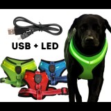 HB Világító éjszakai LED komfort kutyahám, neonzöld, S