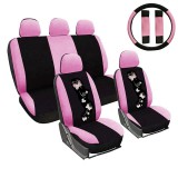 Hd Ülésuzat szett fekete-pink pillangó mintával és ajándékkal AG23001B/Pink