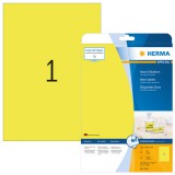 Herma No. 5148 univerzális 210 x 297 mm méretű, neonsárga színű öntapadó etikett címke A4-es íven - 20 etikett címke / csomag - 20 ív / csomag (Herma 5148)