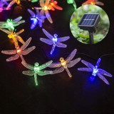 Ikonka 30 LED-es napelemes szitakötő kerti színes LED fényfüzér, 6,5 méter