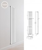 Infra Design radiátor 1800x300x58 mm egysoros 755W fehér panel radiátor, fürdőszoba radiátor fehér termosztáttal