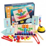 JM 3 Az 1 Ben Montessori Szivárvány Színű Gyöngyök Clip Beads Oktató Játék +oktatási Puzzle Csengővel