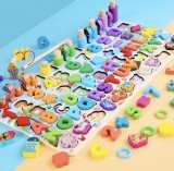 JM Fish&count Montessori Oktató Fa Matematikai Játék- Állatok A Díszítő Sorban
