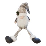 Karácsonyi manó lógó lábbal 65 cm - Szürke-fehér, fenyő dísszel