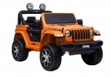 KicsiKocsiBolt Jeep Wrangler Rubicon 12V Elektromos kisautó 2.4GHz szülői távirányítóval, nyitható ajtóval, EVA kerekekkel 4 motoros 4 x 45W  Narancs színű 5957