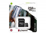 Kingston Memóriakártya, microsd, 256GB  Canvas Select Plus memória kártya adapterrel
