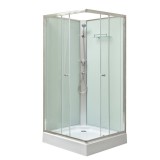 Leziter Polo White II szögletes fehér hátfalas zuhanykabin, akril zuhanytálcával, 80x80x195 cm-es méretben