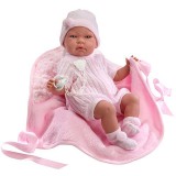 Llorens: Újszülött  baba rózsaszín ruhában takaróval 40 cm-es (74002) (LLORENS74002) - Llorens babák