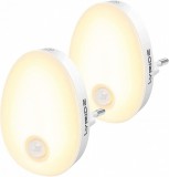 LYRIDZ LED Meleg Fényű Éjszakai Fény, mozgásérzékelős LED lámpa, 2db, EU konnektoros, fehér színű