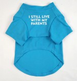 "Még mindig a szüleimmel élek" kutyapóló, világoskék, XXL-es