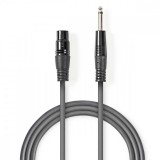 NEDIS Kiegyensúlyozatlan audio kábel | XLR 3-Tűs Aljzat | 6.35 mm Dugasz | Nikkelezett | 10.0 m | Kerek | PVC | Sötét Szürke | Ajándék Dobozban