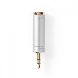 NEDIS Sztereó audio adapter | 3.5 mm Dugasz | 6.35 mm Aljzat | Aranyozott | Egyenes | Fém | Ezüst | 1 db | Doboz