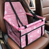 Összecsukható biztonsági kutyaülés autóba, kisállat hordozó, rózsaszín mintás