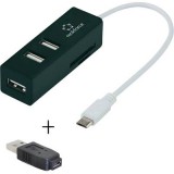 OTG USB Hub, 3 portos, SD kártyaolvasóval, Micro USB B - USB A átalakítóval Renkforce 1276979 (RF-3830937) - USB Elosztó