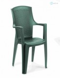 Progarden Eden rattan hatású karfás műanyag kerti szék zöld