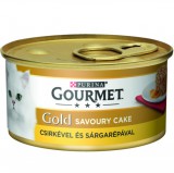 Purina GOURMET GOLD Savoury Cake Csirkével és sárgarépával nedves macskaeledel 85g
