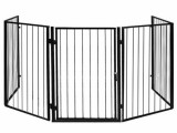 rpr Kandalló rács, 5 paneles kandalló kerítés, biztonsági kapuval, 304×74,5 cm, fekete