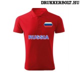 Russia feliratos galléros rövidujjú női póló - Oroszország szurkolói ingnyakú póló (piros)