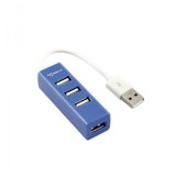 Sbox H-204BL 4 portos, 480 Mbps, 5V, 500mA kék USB Hub