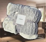 Sendia 150x200 cm Nyomott mintás ágytakaró, vastag polár pléd, fehér sherpa ágytakaró, fonott világos Szürke polár