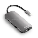 Sharkoon USB Hub - USB3.0 Type-C Multiport Adapter (Fekete; 3x USB3.0; 1x HDMI; 1x Micro SD/MMC; TypeC bemenet) (4044951026715)