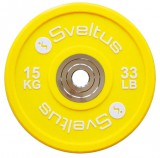 Sveltus olimpiai műanyag borítású, fém súlytárcsa súlyemeléshez, 15 kg