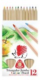 Színes ceruza készlet, háromszögletű, vastag, natúr, ICO Süni, 12 különböző szín (TICSUCN12)